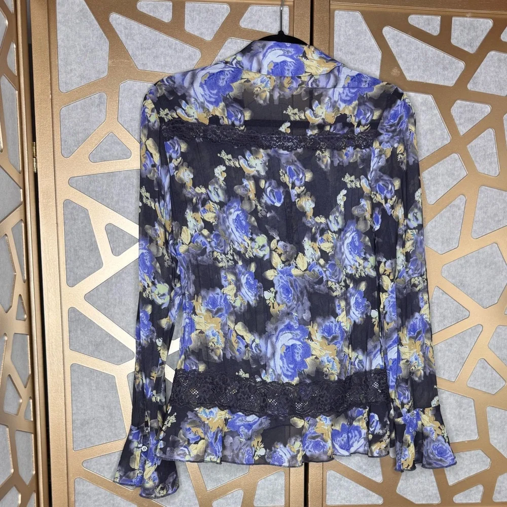 Free People Floral Ruffle Lace Blouse – Women’s XS